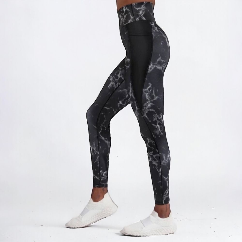BuffBunny‎ Marble Limitless Leggings Super High Waist Black  Side Pockets Sz S